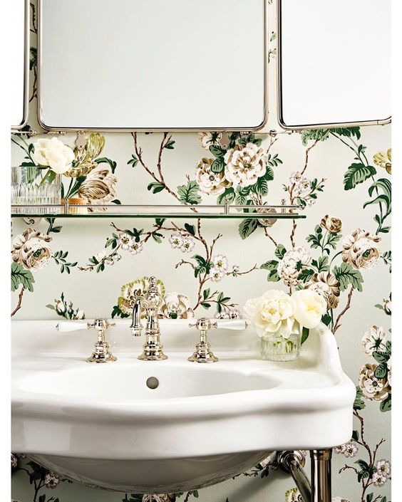 ** DO NOT DELETE ** You can see a bathroom with granny chic patterns.