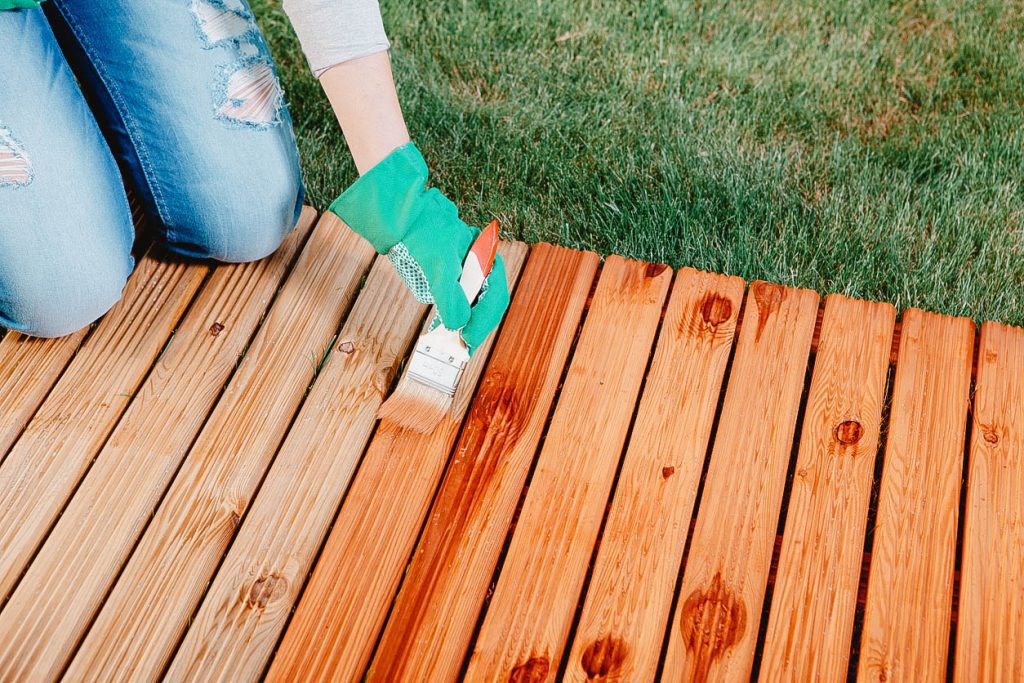 You can see a deck stained with semi-solid stain.